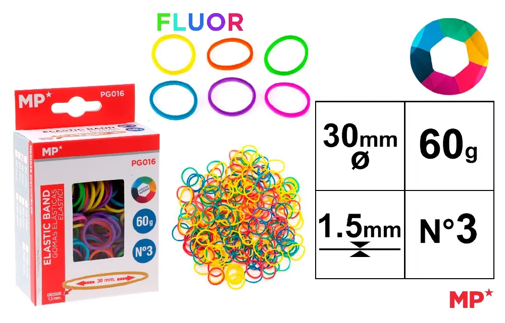 FAIXAS ELÁSTICAS COR FLUORESCENTE 60 g