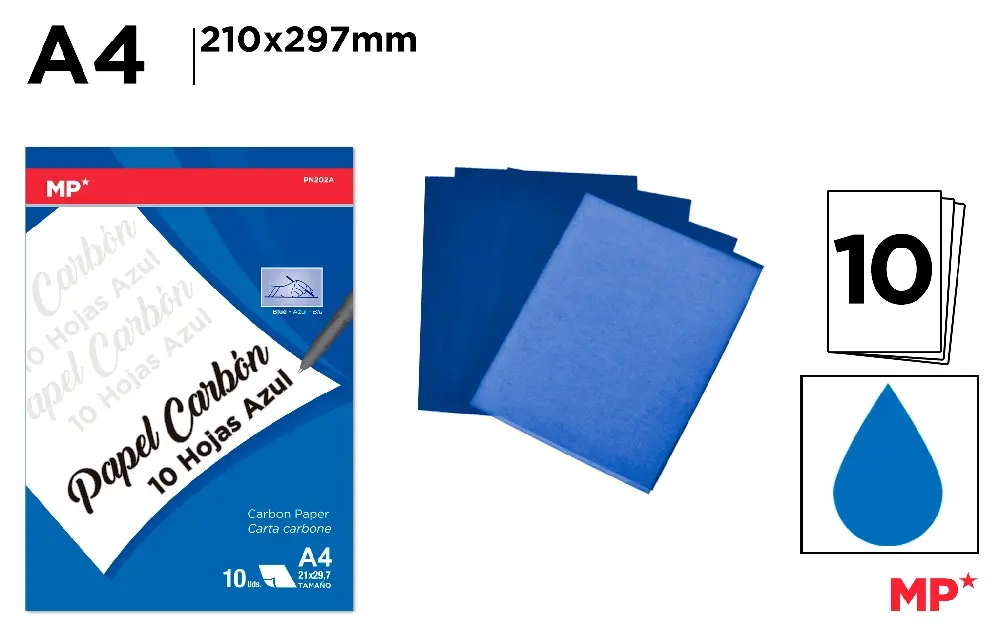 PAPEL CARBONO 10 FOLHAS AZUL