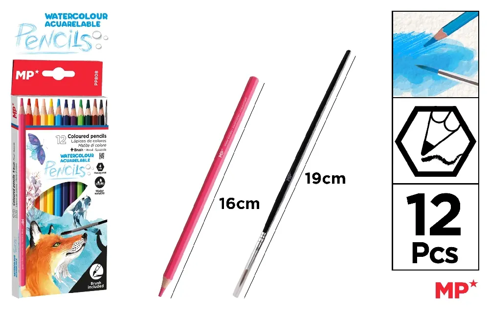 LÁPIS DE AQUARELA 12 unid.