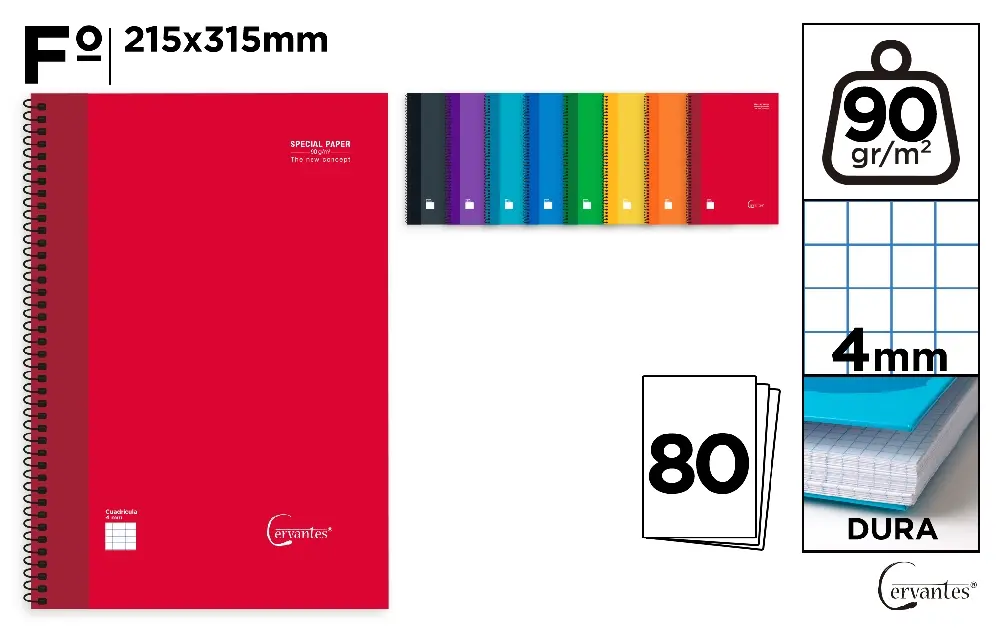 CADERNO ESPIRAL Fº 80 FOLHAS 90 g