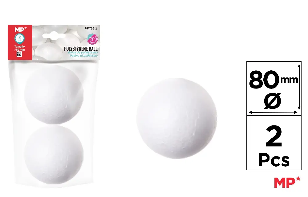 BOLA DE POLIESTIRENO 80 mm 2 unid.