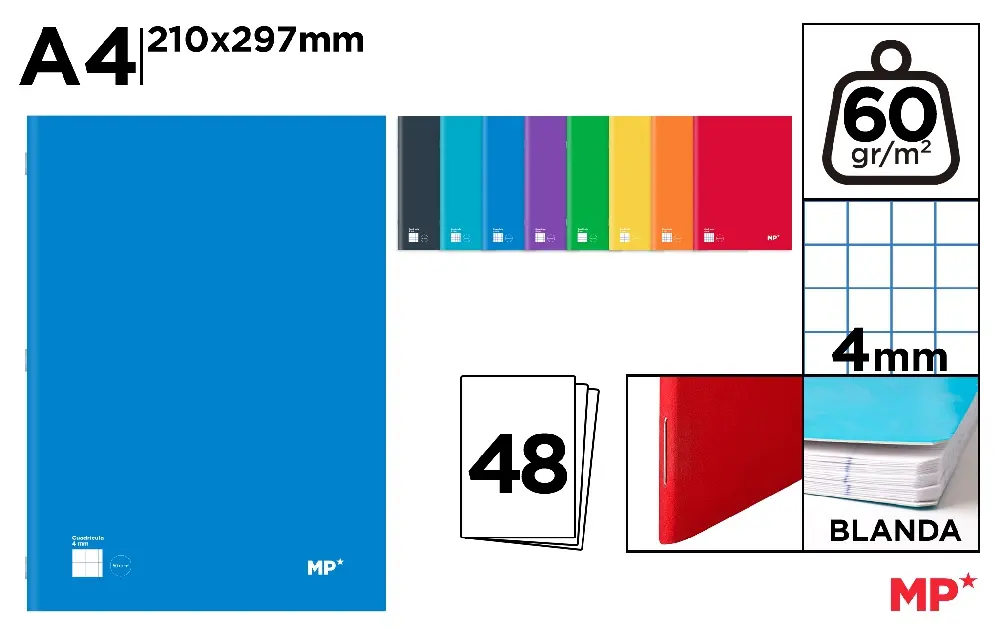 CADERNO DE GRAMPOS A4 48 FOLHAS 60 g 4X4