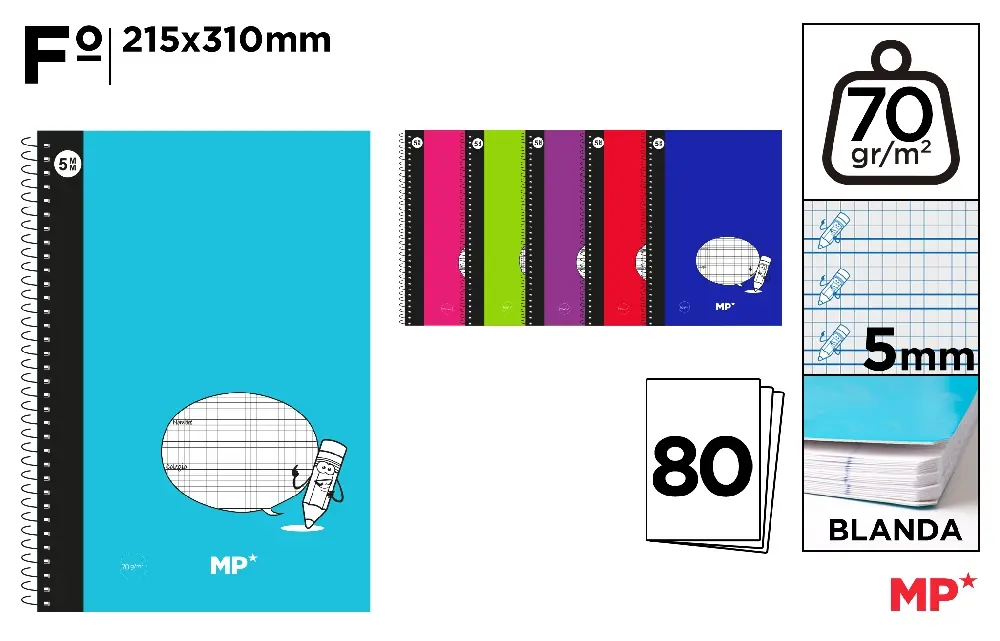 CADERNO BÁSICO Fº 80 FOLHAS 5 mm 70 g